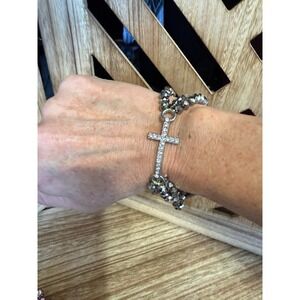 Rhinestone Cross Bracelet‎ • Multi-Strand • Costume Jewelry